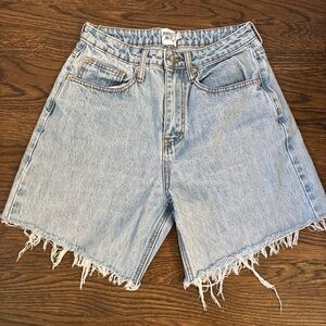 Princess Polly Light Blue Frayed Jean Shorts